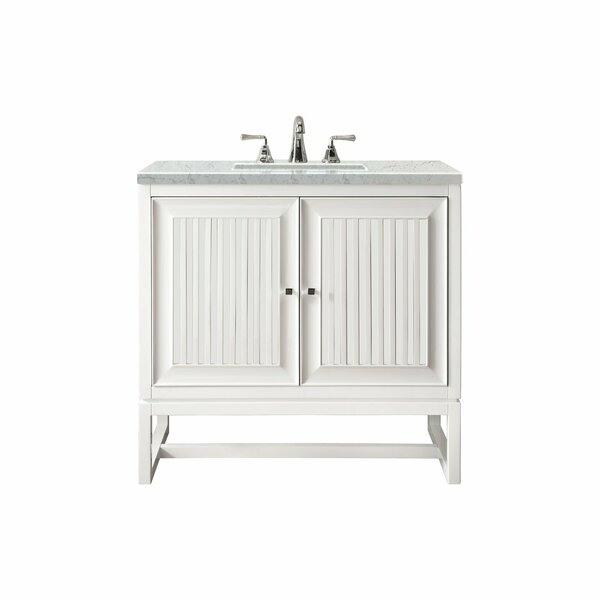 James Martin Vanities Athens 30in Single Vanity, Glossy White w/ 3 CM Eternal Jasmine Pearl Quartz Top E645-V30-GW-3EJP